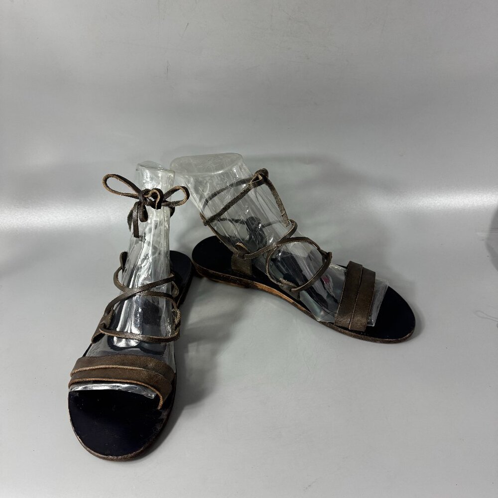 Kyma Ikaria - Green Leather Gladiator Sandals, 40